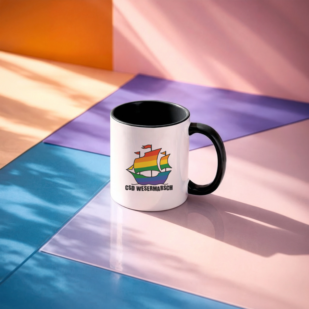 CSD Wesermarsch Pride Tasse zweifarbig - Weiß/Schwarz