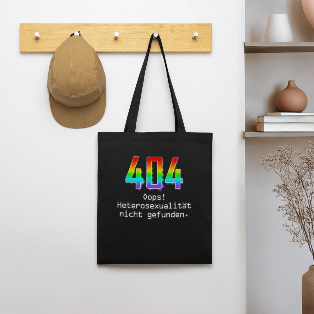 404 ERROR: Heterosexualität nicht gefunden. Pride Bio-Stoffbeutel - Schwarz