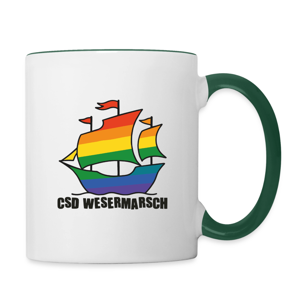 CSD Wesermarsch Pride Tasse zweifarbig - Weiß/Dunkelgrün