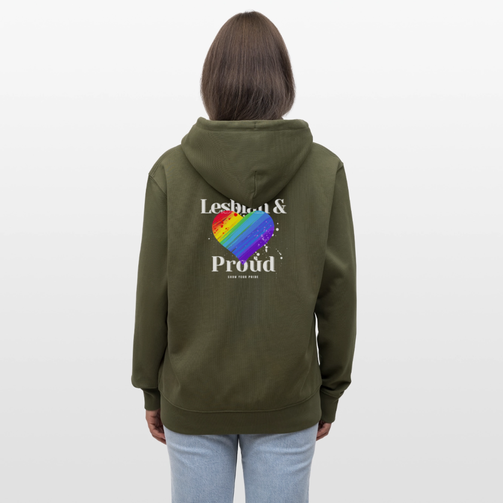 Lesbian & Proud | Pride Bio-Kapuzenjacke Unisex - Khaki