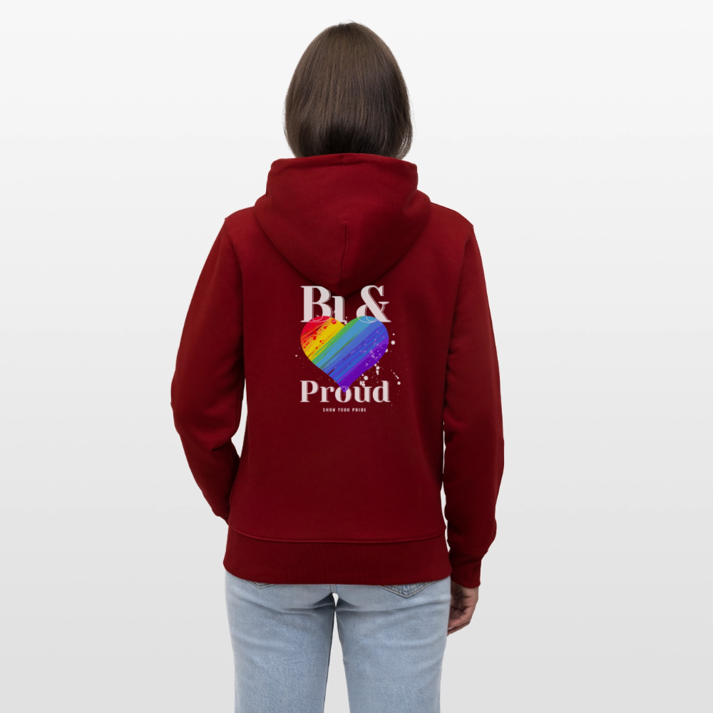 Bi & Proud | Pride Bio-Kapuzenjacke Unisex - Burgunderrot
