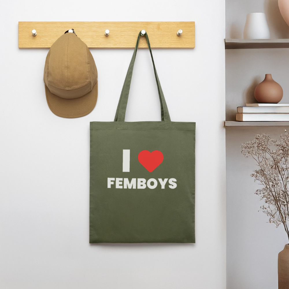 I LOVE FEMBOYS | Kink Fetish Pride Bio-Stoffbeutel - Khaki