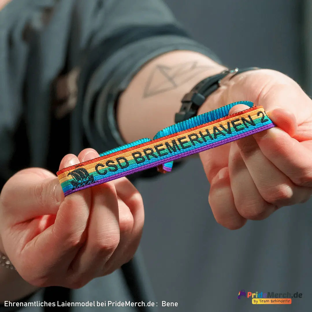 Pride-Armband des CSD Bremerhaven 🌈 (Stoffarmband) - pridemerch.mom - Team Behinderte im Queer Cities e.V.
