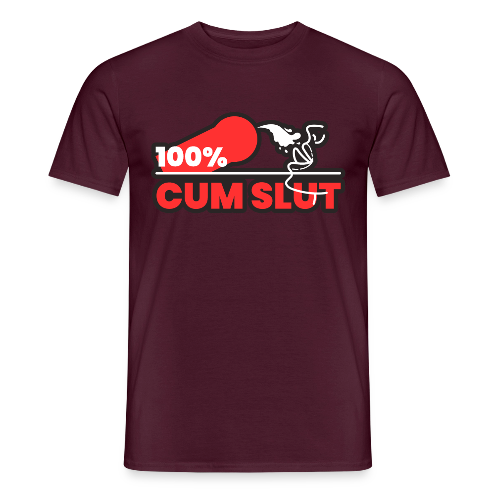 Ziegelrotes T-Shirt mit provokantem 100% Cum Slut Pride Motiv
