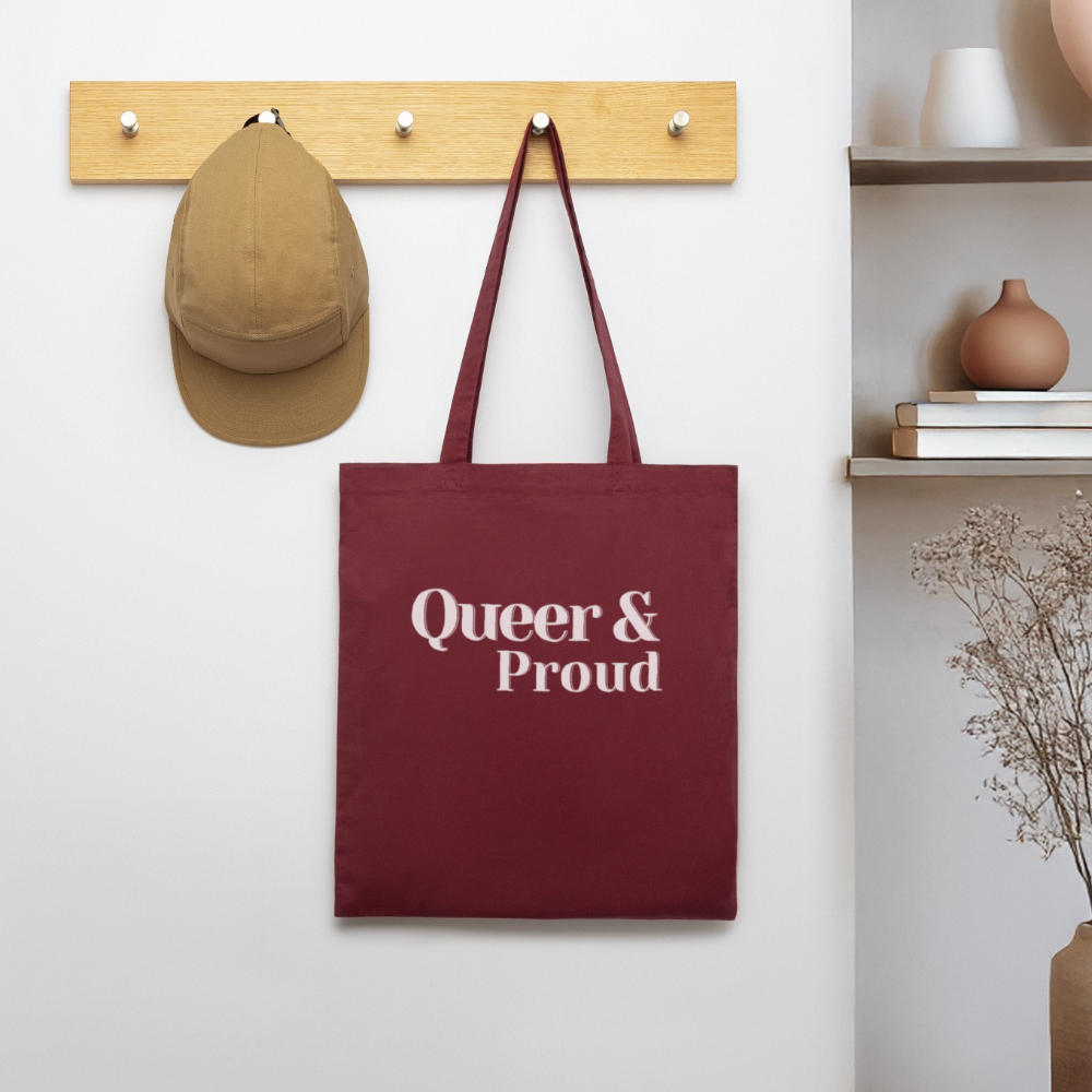 Queer & Proud | Pride Bio-Stoffbeutel [SIMPLE] - Burgunderrot