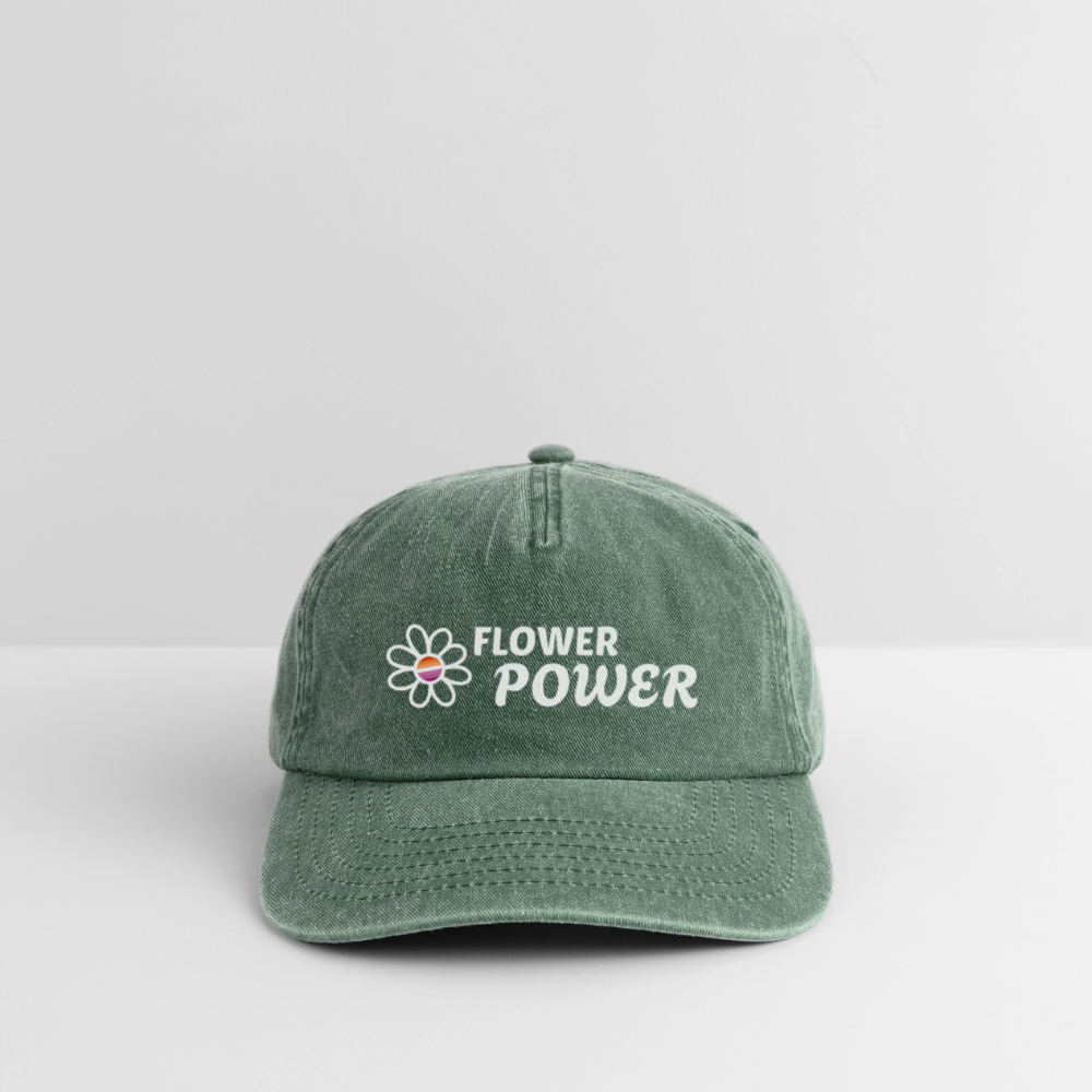 Flower Power! | Lesbian Pride Vintage Cap - Vintage Flaschengrün 