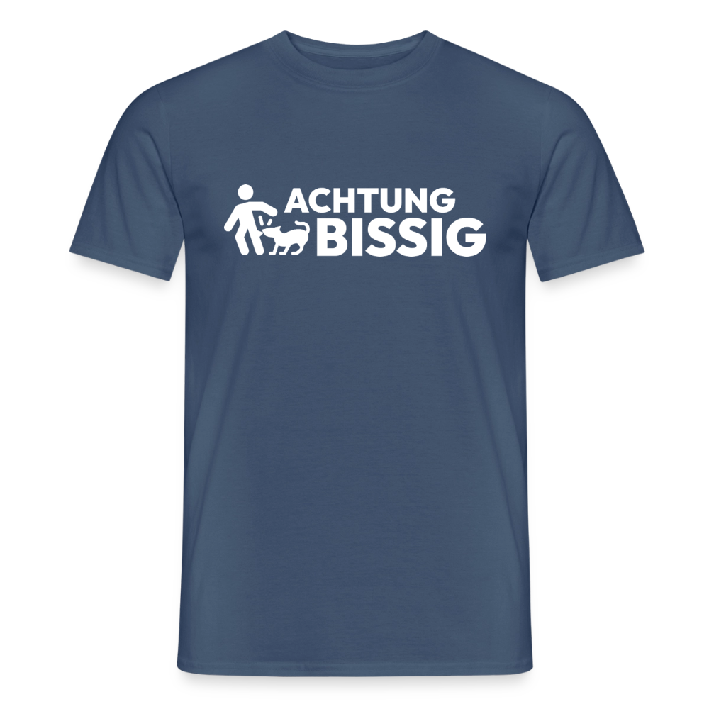 Achtung Bissig T-Shirt | Puppy Play Statement - Dunkles Denimblau