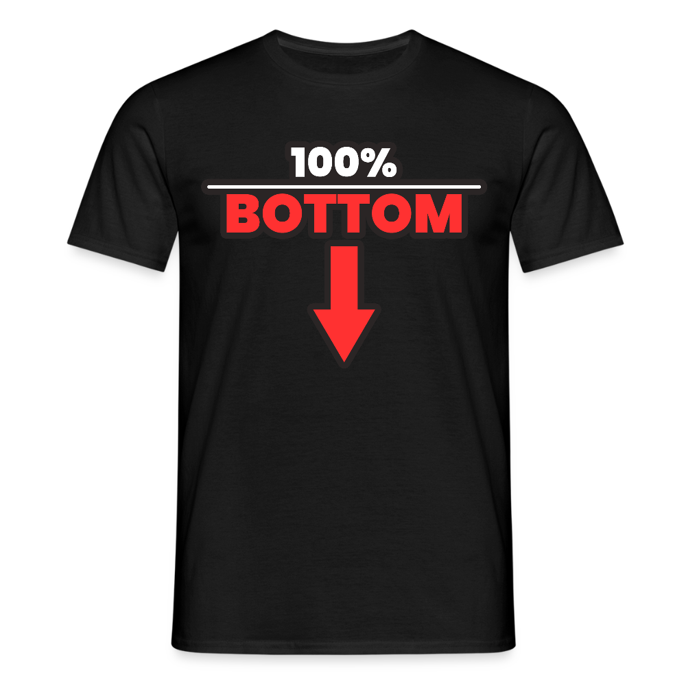 100% BOTTOM [PFEIL] | Kink Fetish Pride T-Shirt - Schwarz