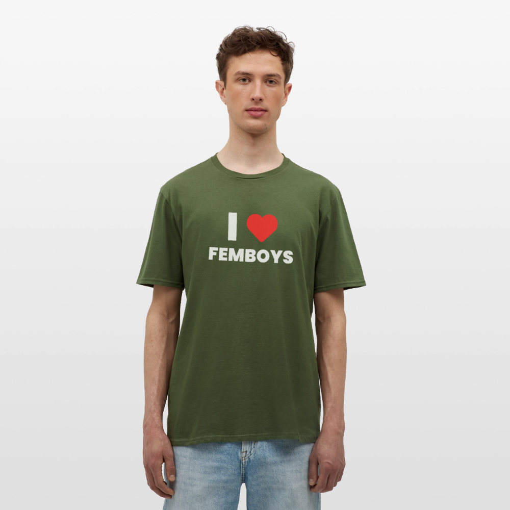 I LOVE FEMBOYS | Kink Fetish Pride T-Shirt - Militärgrün