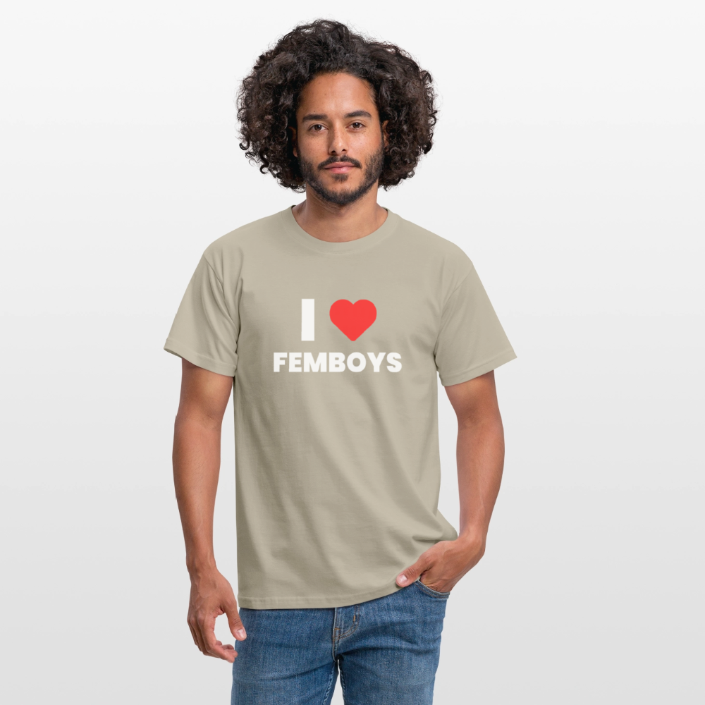 I LOVE FEMBOYS | Kink Fetish Pride T-Shirt - Sandbeige
