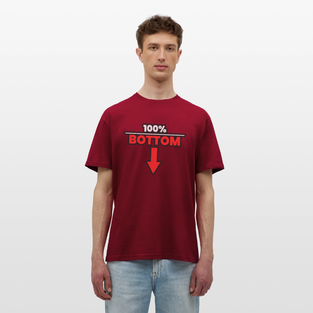 100% BOTTOM [PFEIL] | Kink Fetish Pride T-Shirt - Ziegelrot