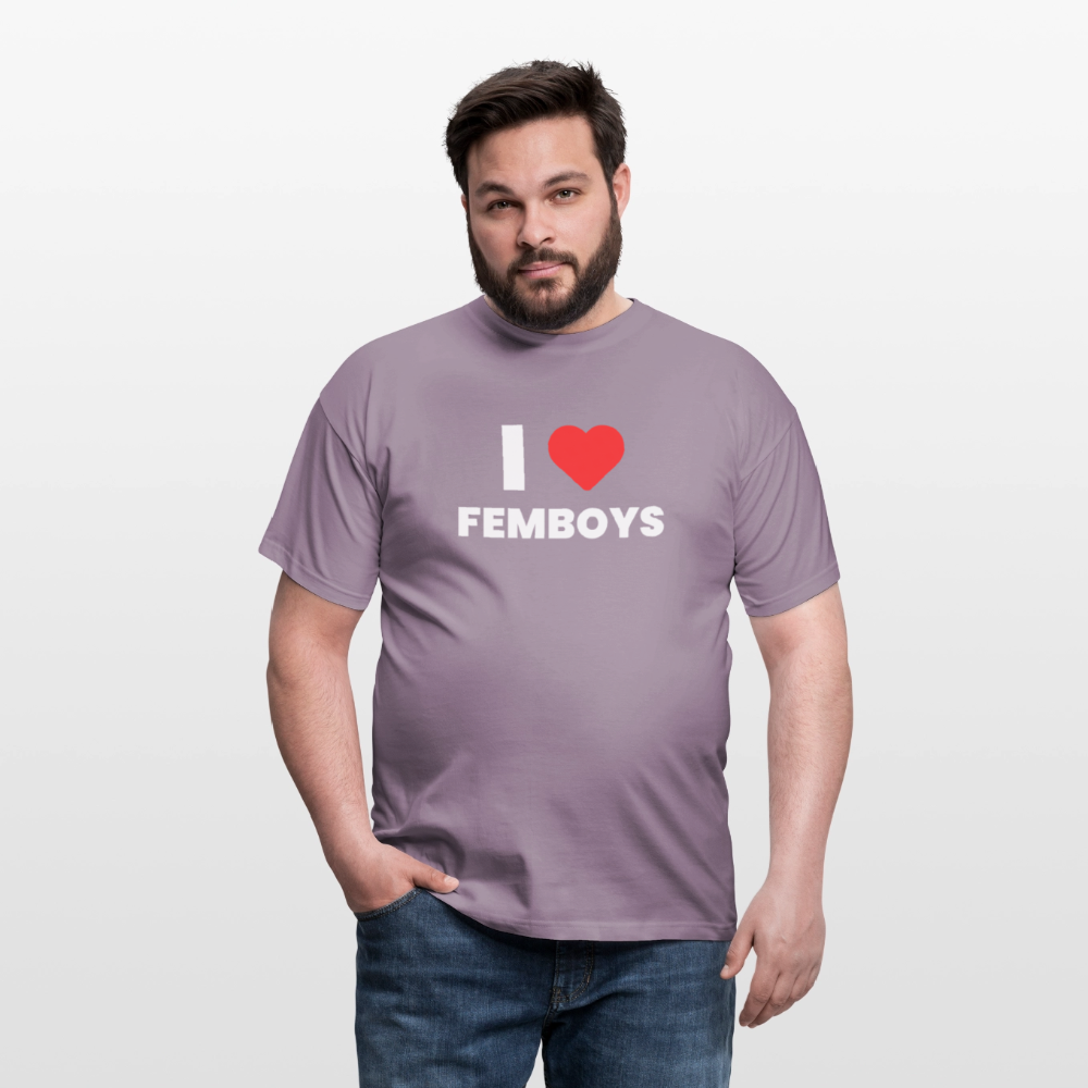 I LOVE FEMBOYS | Kink Fetish Pride T-Shirt - Lilagrau 