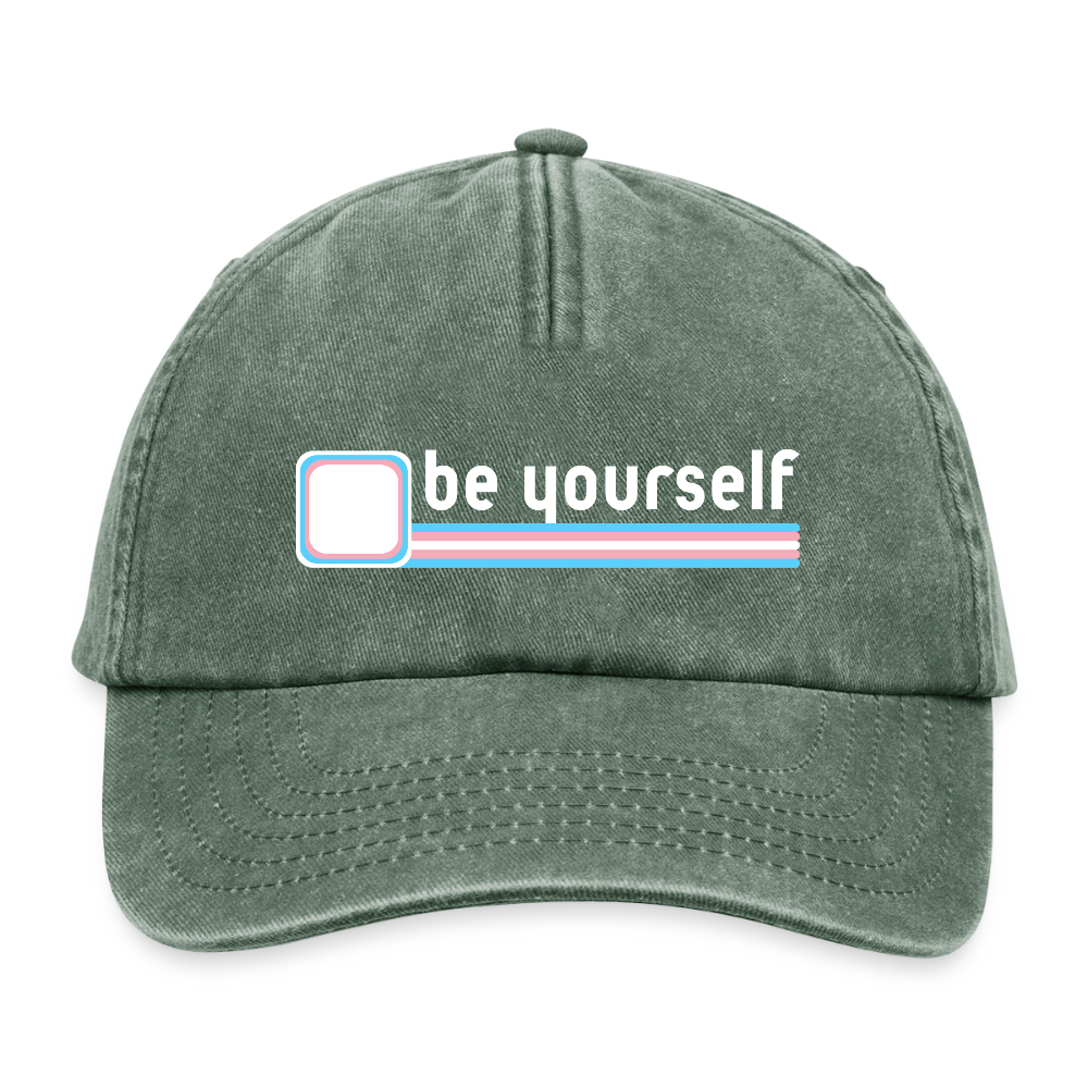 "be yourself" | Trans Pride Vintage Cap - Vintage Flaschengrün 