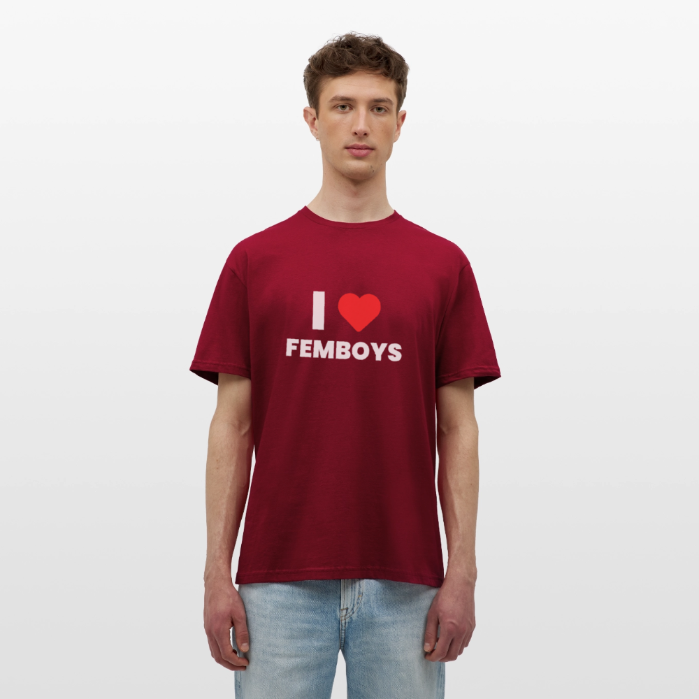 I LOVE FEMBOYS | Kink Fetish Pride T-Shirt - Ziegelrot