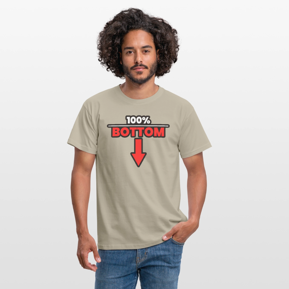 100% BOTTOM [PFEIL] | Kink Fetish Pride T-Shirt - Sandbeige