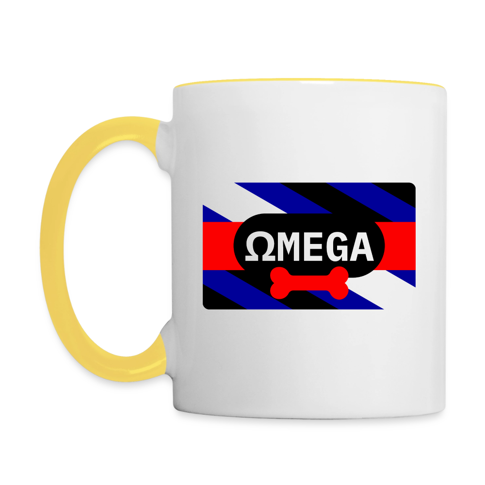 OMEGA Puppy Flag Cup | Puppy Kink Pride |Tasse zweifarbig - Weiß/Gelb