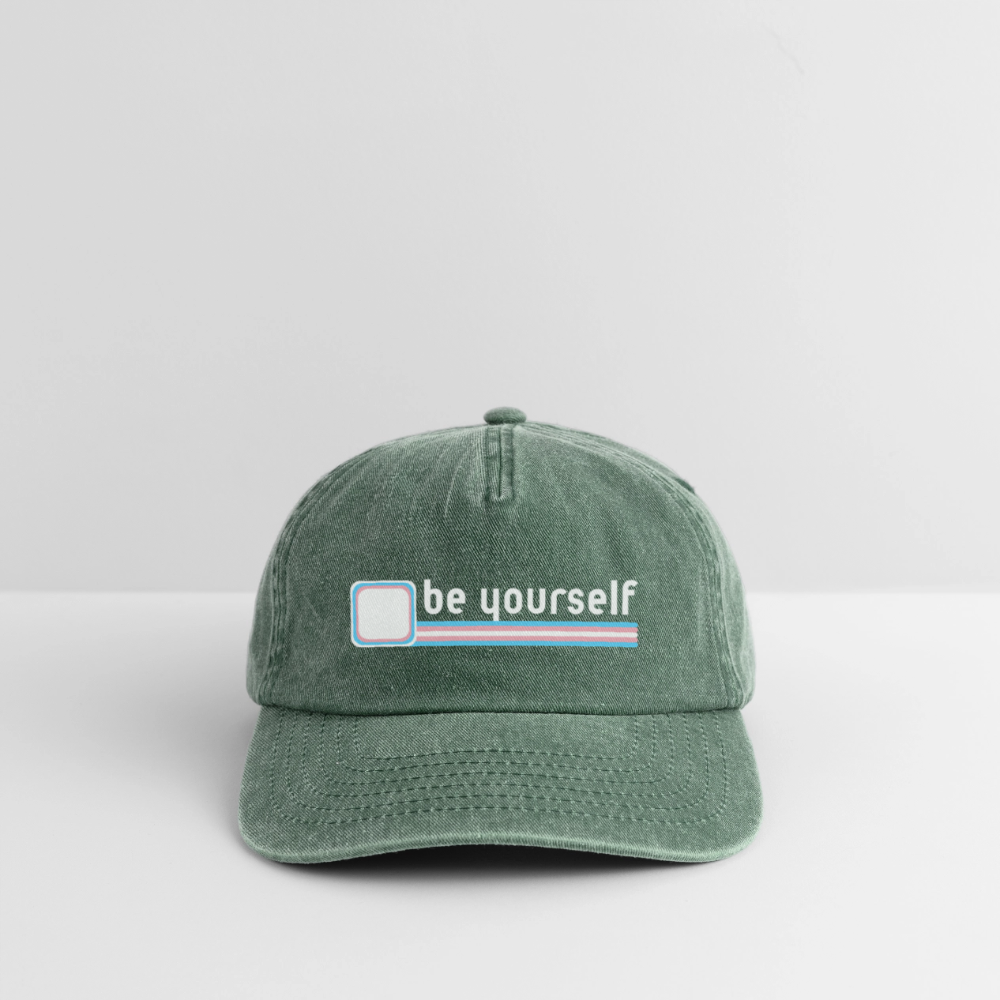 "be yourself" | Trans Pride Vintage Cap - Vintage Flaschengrün 