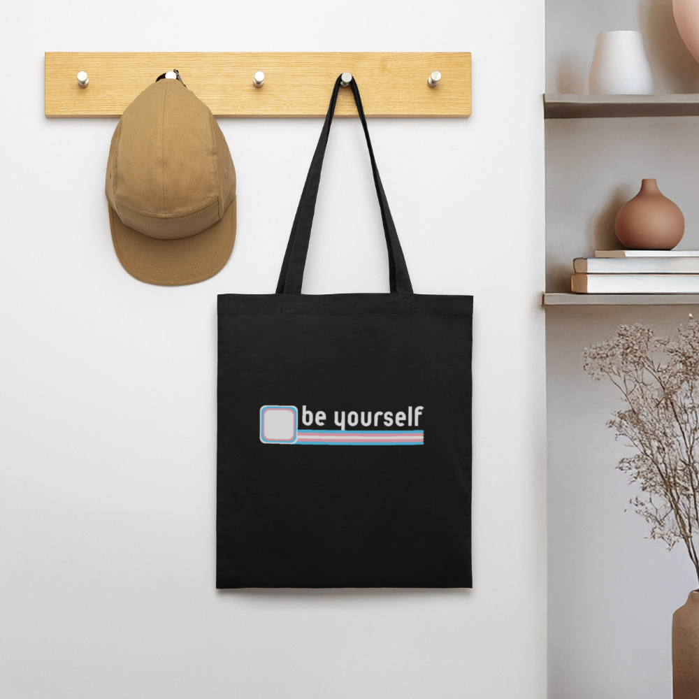 "be yourself" | Trans Pride Bio-Stoffbeutel - Schwarz